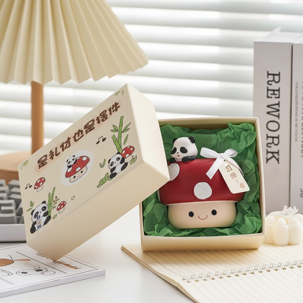 创意卡通熊猫桌面摆件礼盒装