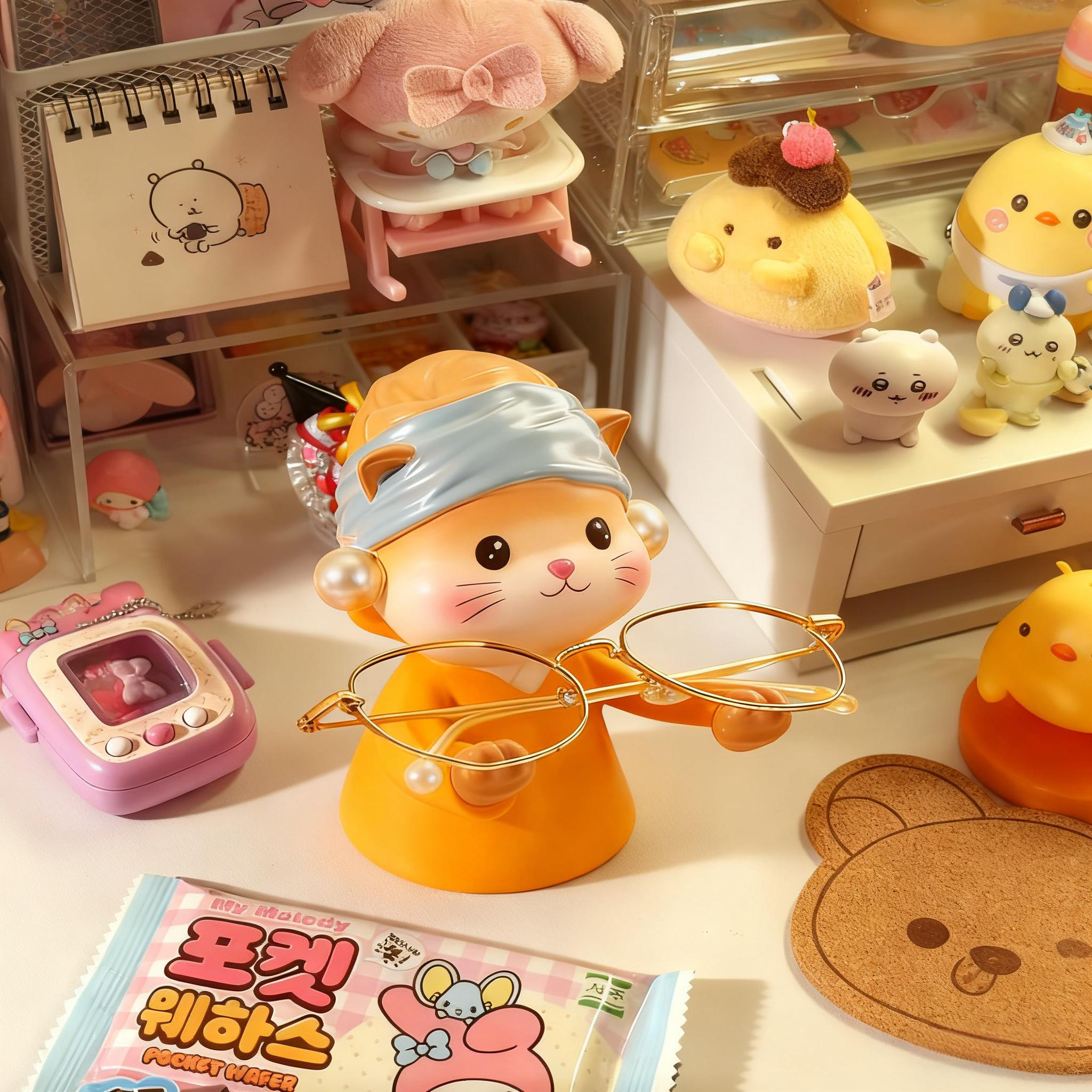 可爱卡通小猫眼镜架桌面