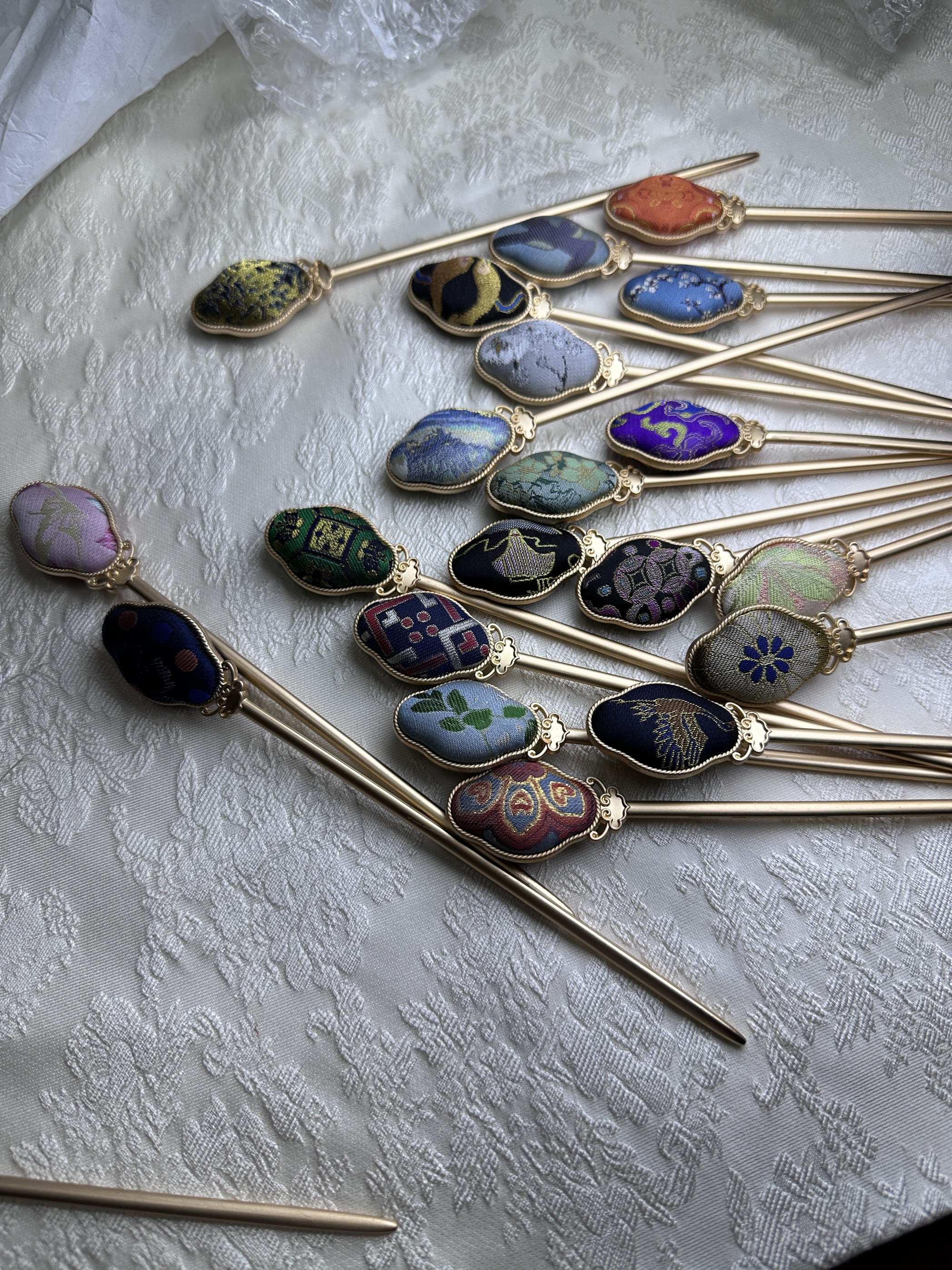 真丝宋锦双面发簪新中式国风汉服旗袍发饰饰品礼物直播间选花色