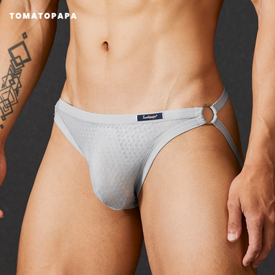 TOMATOPAPA丁字裤男内裤网孔透气囊袋性感T裤品牌织唛运动双丁裤