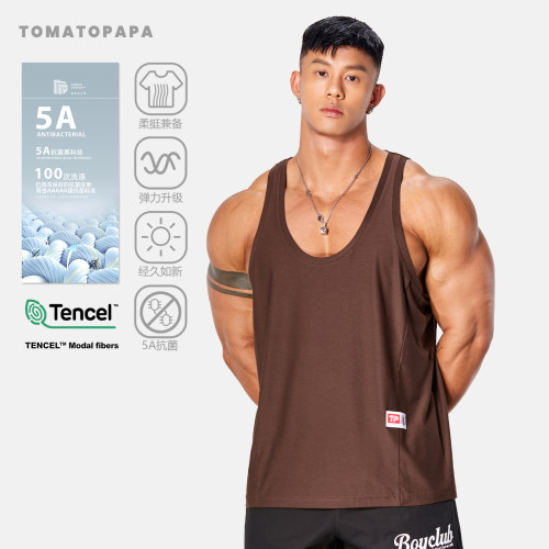 TOMATOPAPA宽松型男士背心夏季抗菌莫代尔运动健身跑步训练汗背心