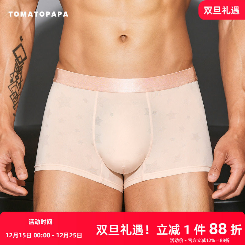 TOMATOPAPA男士四角内裤冰丝薄款男性感丝滑柔软高弹透气凉感底裤