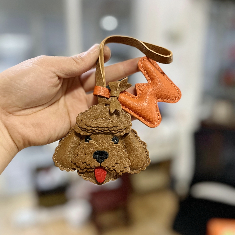 毛毛真皮小泰迪贵宾犬狗狗包包配饰挂件女包配件汽车钥匙扣小礼物