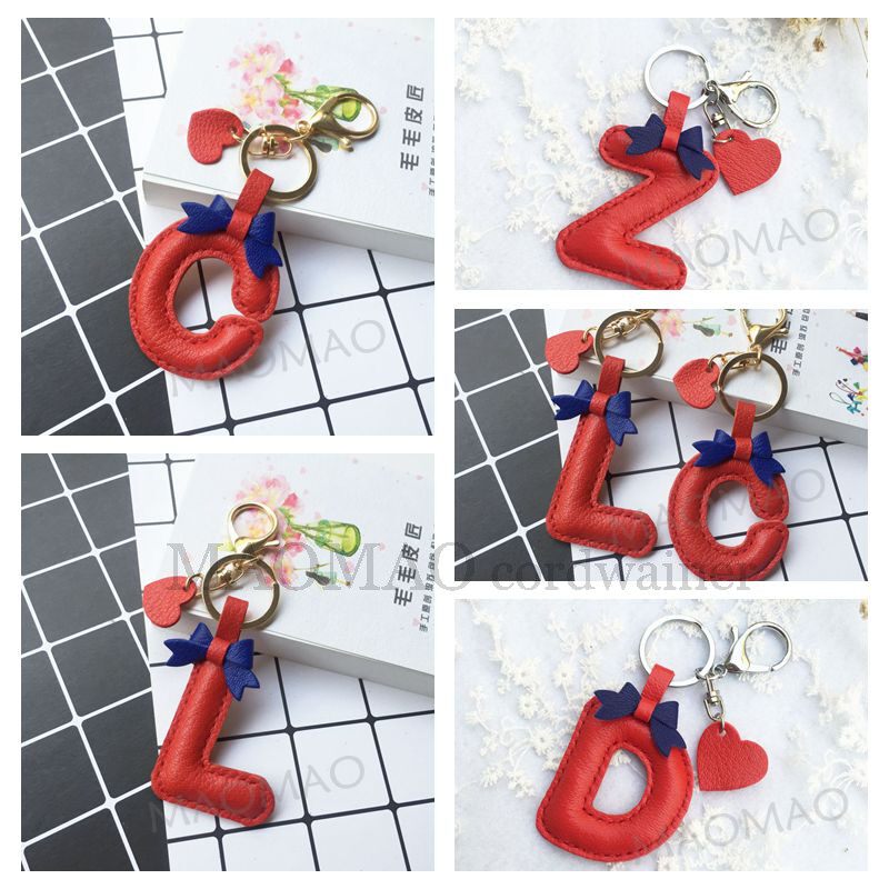 毛毛皮匠 ins钥匙扣配件牛皮羊皮卡通字母挂件  个性饰品私人定制