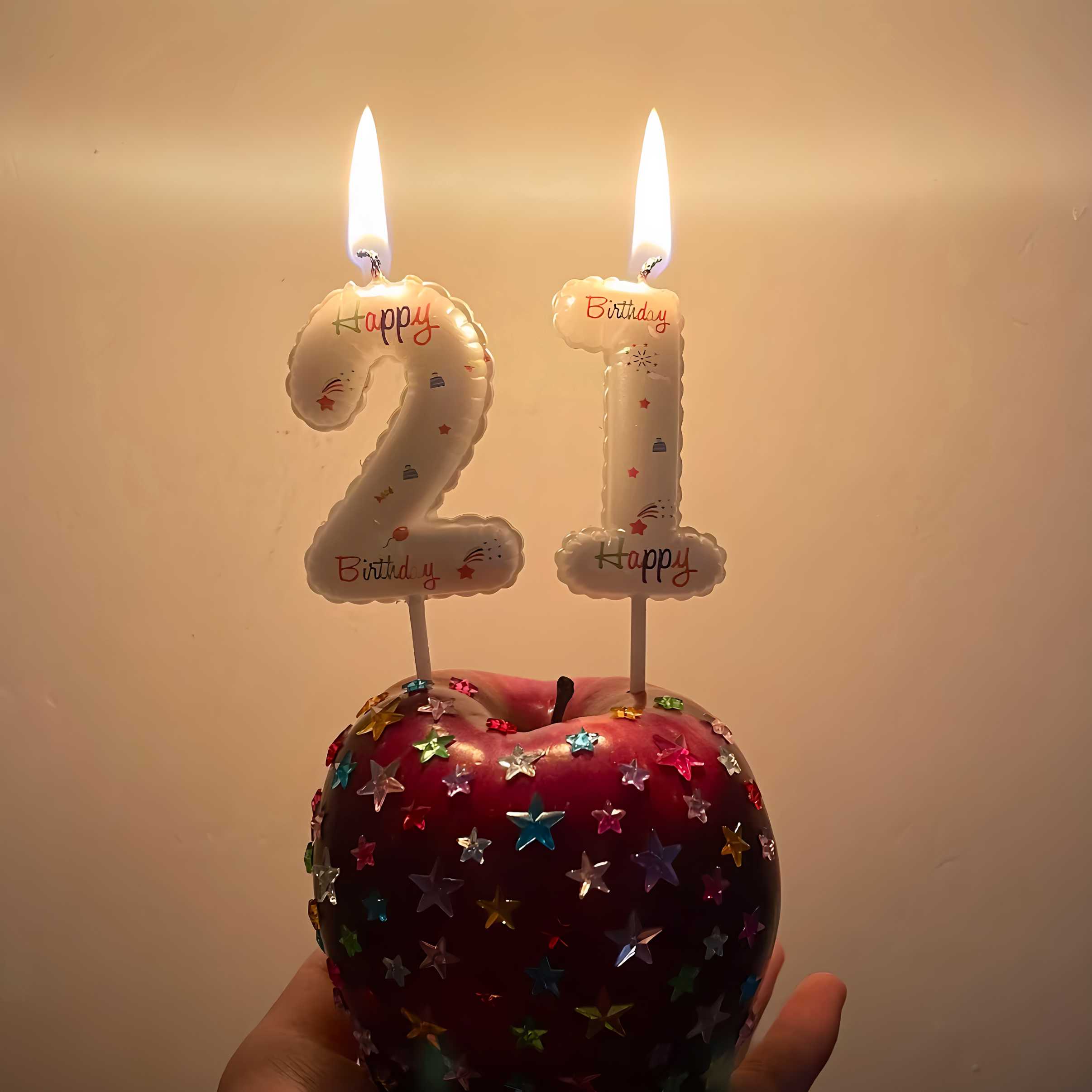 水钻苹果生日蛋糕装饰摆件韩式温柔风少女许愿蜡烛拍照出片小道具