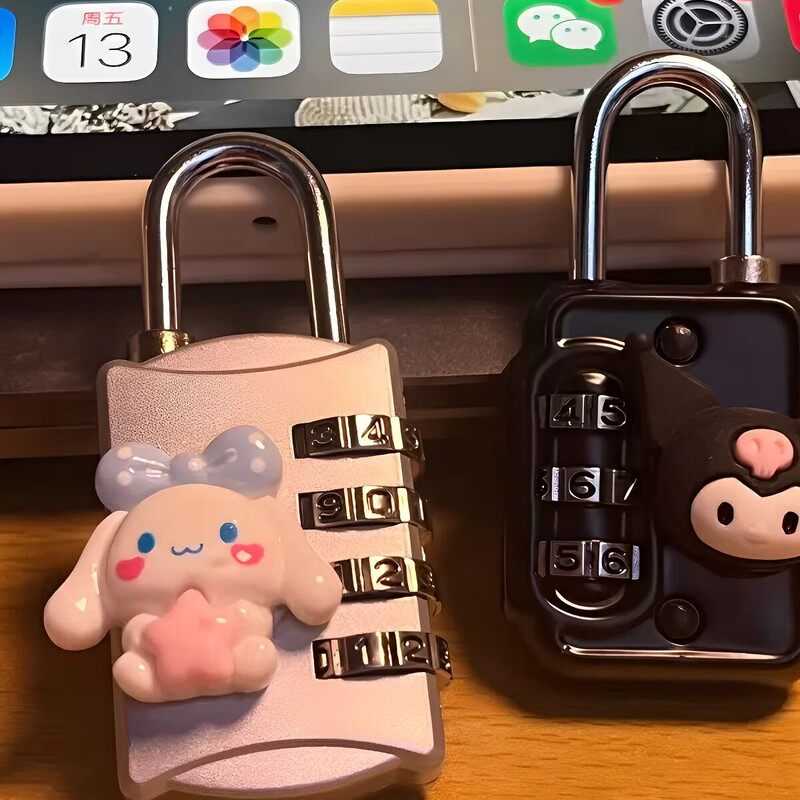 可爱卡通密码锁宿舍柜锁学生开学行李箱书包迷你小号钥匙锁钢丝锁
