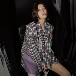 复古短款 格子小西装 休闲网红洋气时尚 新款 西服上衣 外套女2020春季