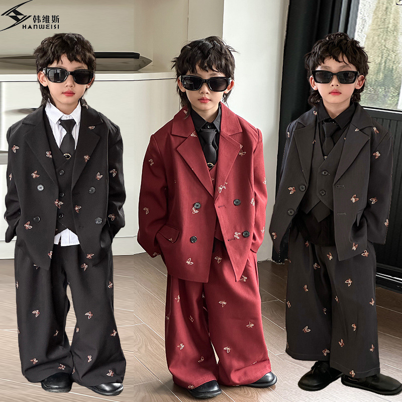 2024秋季新款儿童西装套装男童痞帅小少爷西服男孩主持人花童礼服