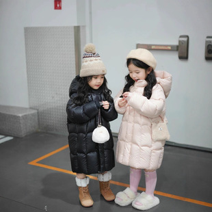 儿童羽绒服2025男女童冬季新款过膝加厚长款连帽童装时尚鹅绒外套