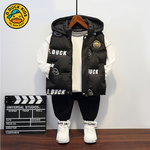 小黄鸭童装男童女童连帽羽绒马甲秋冬宝宝保暖外穿儿童宝宝