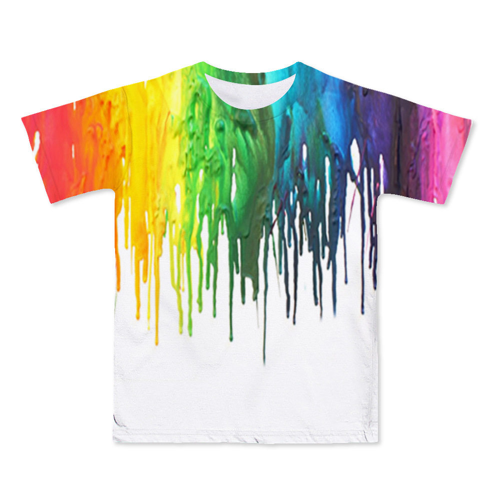 跨境外贸3D数码印花时尚儿童七彩色颜料小童夏季宽松童装短袖T,童装/婴儿装/亲子装,T恤,淘宝优惠券,粉丝福利购,淘宝优惠卷