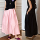 大梨子友好裙型口袋A字伞裙半裙 半身裙 2026女春夏季 粉色中长款
