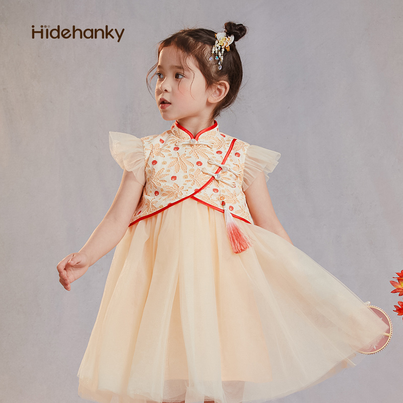 手绢原创改良旗袍短袖汉服女童