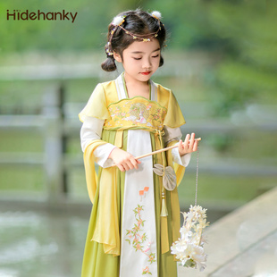 丢手绢童装女童桂花汉服连衣裙长袖舞蹈演出服春秋新中式原创设计
