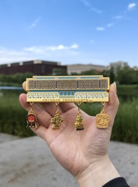 中国工艺美术馆馆建筑亮灯北京金属冰箱贴文创旅游纪念品礼物