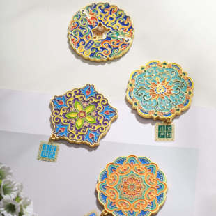 中国工艺美术馆花纹冰箱贴非遗金属宝相庄严生生不息双龙戏珠百花