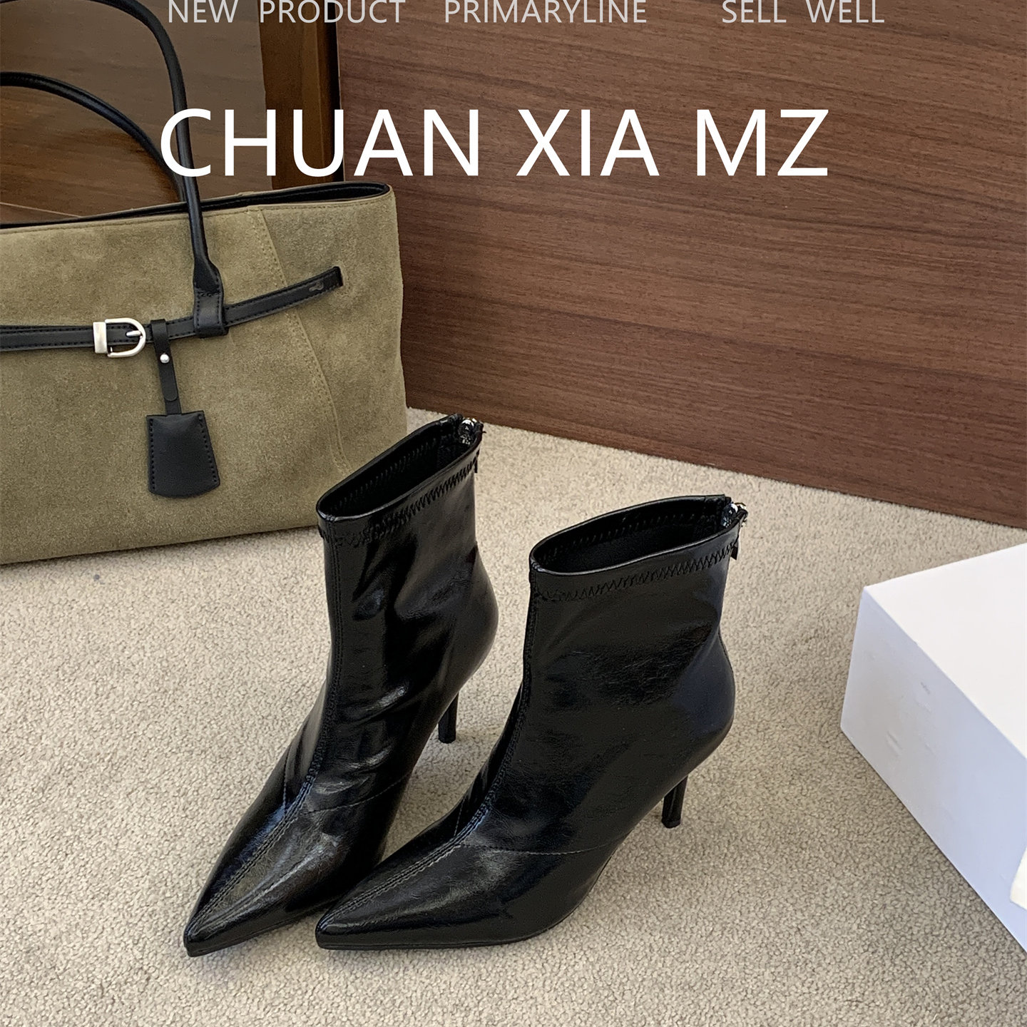 羊皮版~低跟短筒时装靴后