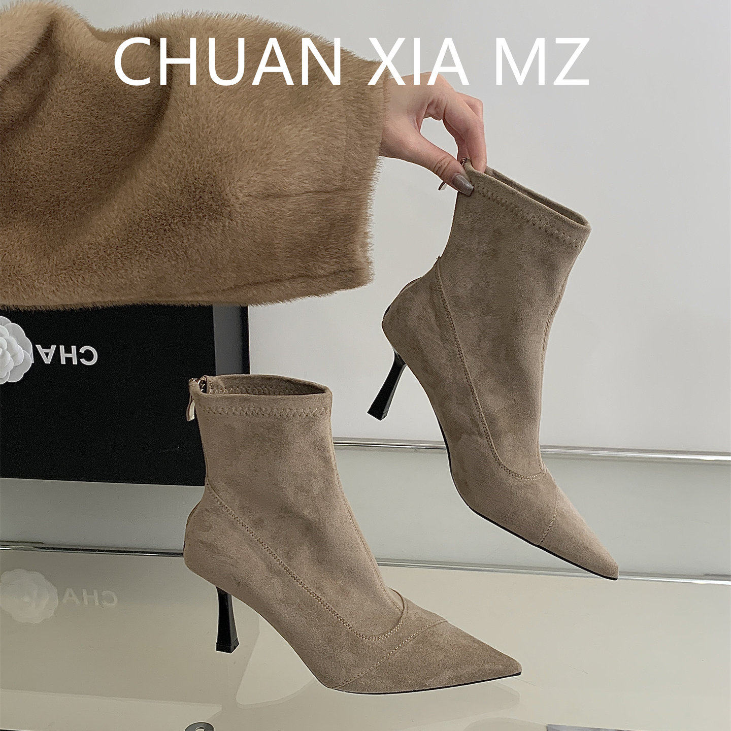羊皮版~时装靴青年尖头纯