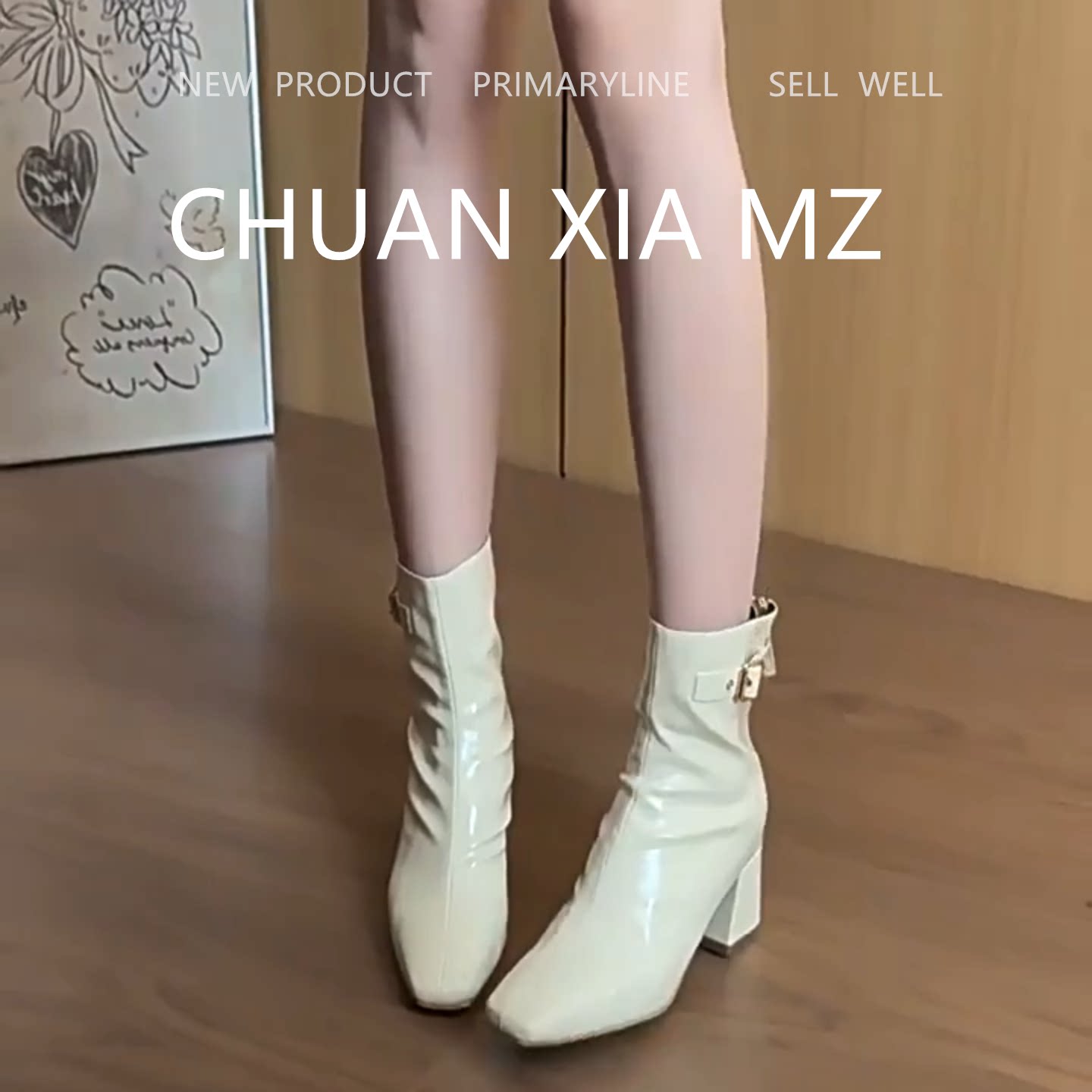 羊皮版·韩版通勤方头粗
