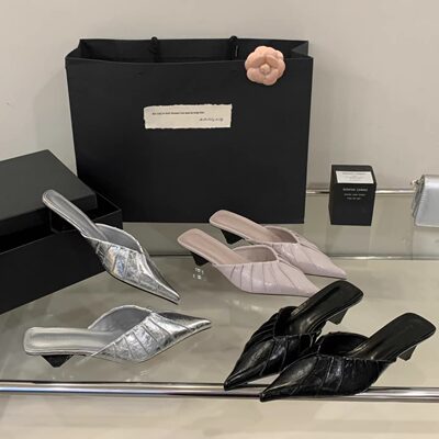 fants尖头包头拖鞋女一