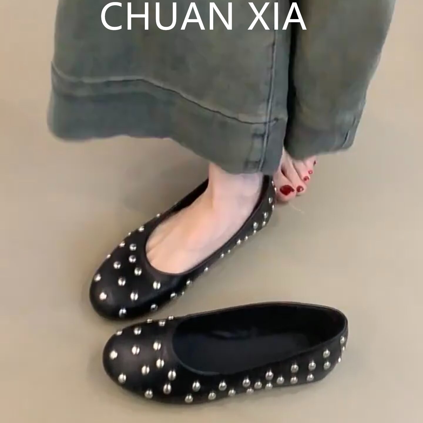 羊皮版！性感金属铆钉真