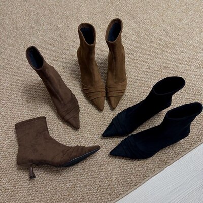 TLEMIKN复古风尖头高跟