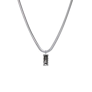 项链男不掉色高级感丝滑蛇骨链黑锆石吊坠小众设计嘻哈个性锁骨链