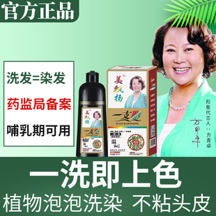 染发剂植物纯泡泡膏2023流行色自己在家染发膏彩色正品黑色黑茶色