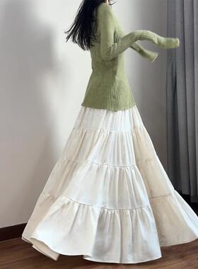 读衣术白色半身裙大摆仙女裙高腰显瘦梨型身材蛋糕裙长款a字伞裙