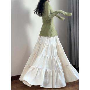 读衣术白色半身裙大摆仙女裙高腰显瘦梨型身材蛋糕裙长款a字伞裙