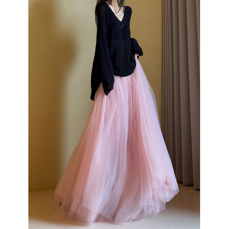 读衣术超仙网纱半身裙 女浪漫风大摆长裙温柔仙女纱裙多层蓬蓬裙