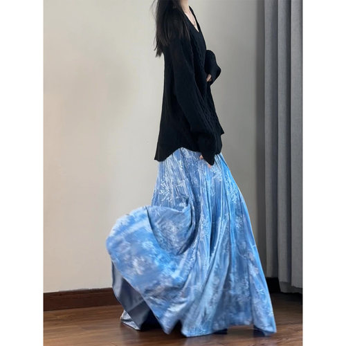 读衣术新中式复古印花鱼尾半身裙