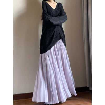 垂坠感香芋紫百褶裙读衣术高端