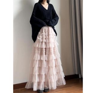 读衣术绝美浪漫网纱半身裙 春秋重工沙裙 显瘦及踝长款纱裙蛋糕裙