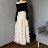 超长款 长裙 到脚踝高腰蛋糕裙 多层次网纱A版 超长重工半身裙纱裙