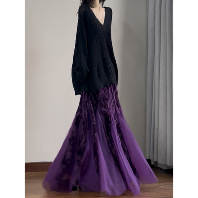 读衣术长款网纱仙女裙冬裙半身裙