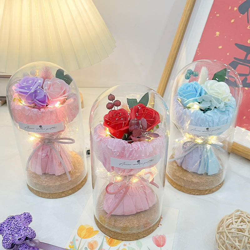 迷你花束口袋见面小花束玫瑰向日葵仿真花生日浪漫惊喜香皂花礼物