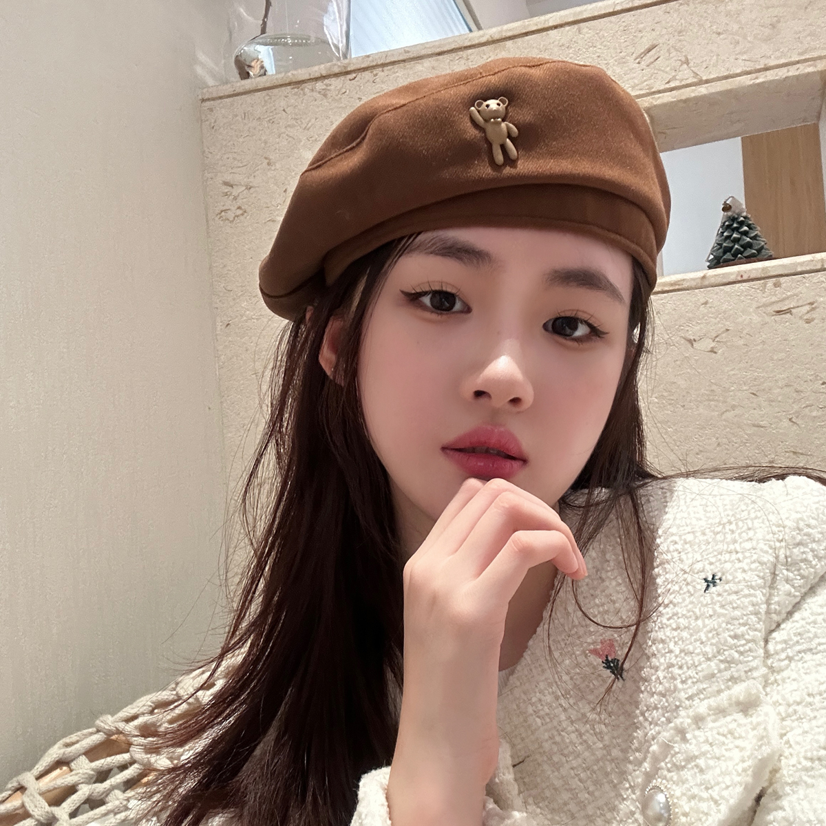 毛呢贝雷帽休闲百搭女秋冬大头围