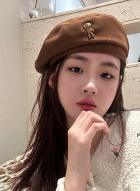 毛呢贝雷帽休闲百搭女秋冬大头围