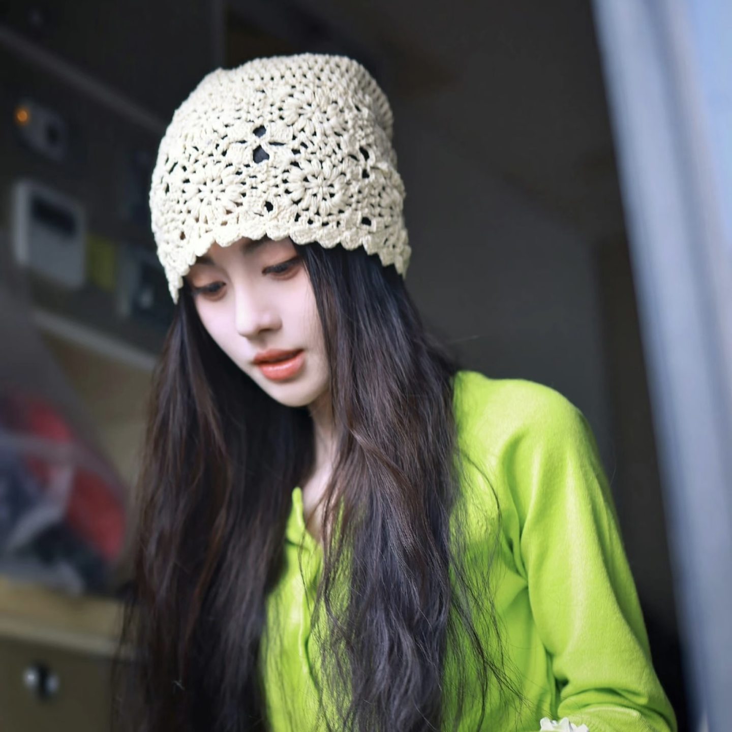 手工编织薄款包头冷帽女2025春夏新款时尚洋气针织渔夫帽大头围潮