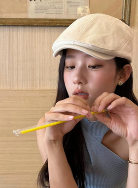 英伦复古薄款贝雷帽女春夏2026新款休闲百搭画家前进帽大头围秋冬
