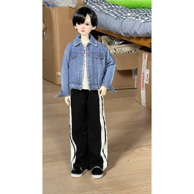 肥仔大佬4分dfh纤细体bjd牛仔服娃衣4分bjd洗水牛仔外套娃衣