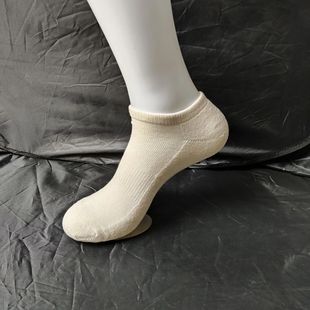 尾货袜子男士纯棉毛巾底加厚船袜米白色短筒简约纯色百搭吸汗防臭