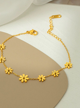 ins小清新雏菊钛钢不掉色手链