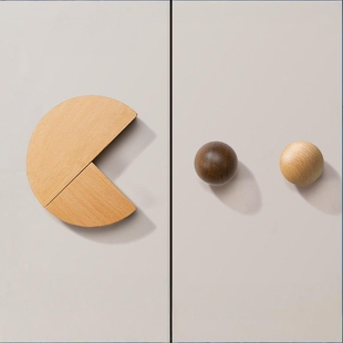 儿童房衣柜拉手卡通柜门把手抽屉小拉手原木风实木衣柜拉手吃豆人