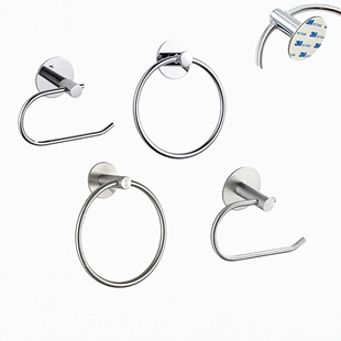 毛巾环免打孔不锈钢镀铬圆卫浴卫生间挂件毛巾架毛巾杆货源