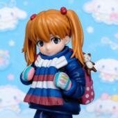 童年EVA明日香幼年冬装 双头动漫冬季 可爱桌面模型手办周边摆件