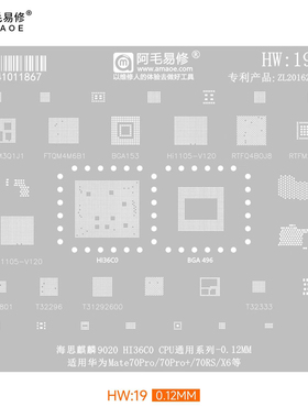HW19钢网适用Mate70Pro+/MT70RS/X6/1105/Hi36C0/9020/CPU植锡网