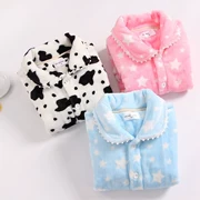 Mùa đông flannel đồ ngủ nam ngọn dày ấm áp lỏng lẻo kích thước lớn cặp đôi san hô lông cừu dịch vụ nhà duy nhất - Pyjama