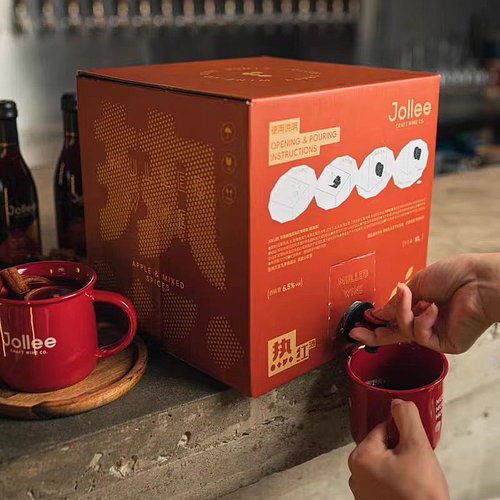 【自带酒龙头】Jollee小酌里热红酒苹果肉桂红葡萄酒纸盒装10L